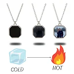 Colar mágico de bloco geométrico metálico ativado por calor. Uma joia que muda com a temperatura. Design único e elegante para você brilhar. — foto 2