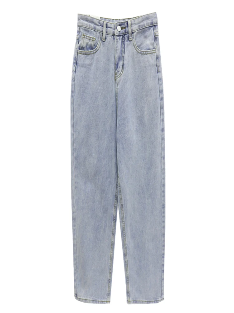 Jeans donna loose a vita alta snellenti, effetto "mopping". Valorizza la figura e slancia la silhouette, donando un look moderno e alla moda. — foto 2