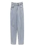 Jeans donna loose a vita alta snellenti, effetto "mopping". Valorizza la figura e slancia la silhouette, donando un look moderno e alla moda. — foto 2