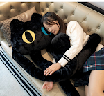 Almofada de abraço gigante, boneca de gato preto de pernas longas, brinquedo de pelúcia grande, ideal para conforto e decoração. — foto 4
