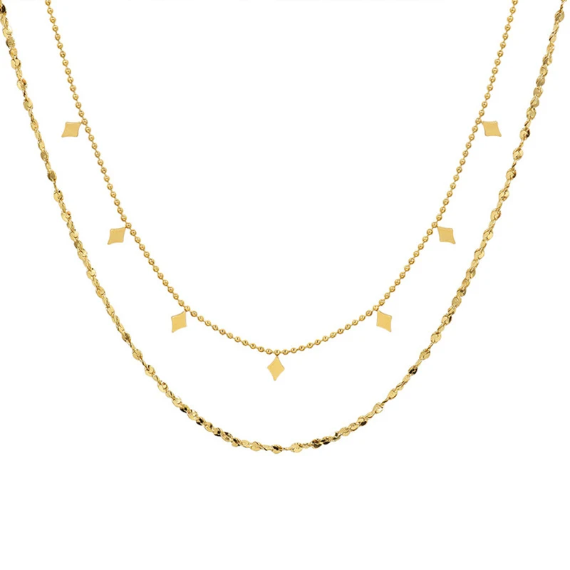 Colar de estrela de diamante de camada dupla para mulheres, um acessório elegante e sofisticado que adiciona brilho e glamour ao seu visual. — foto 4