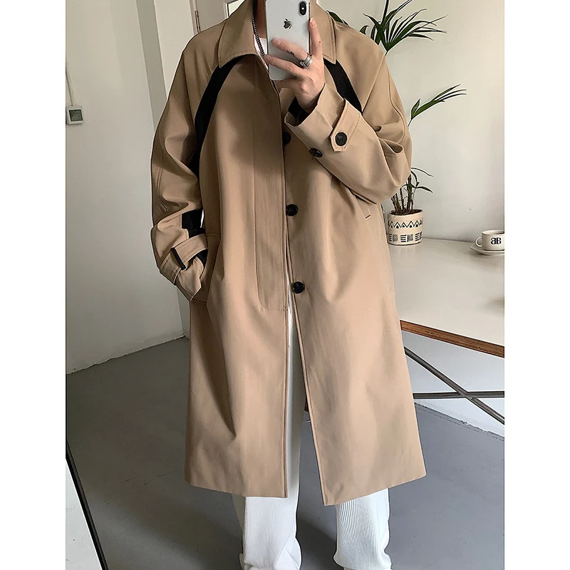 Men's Mid-Length Trench Coat Simple Casual Lapel Loose Jacket Comfortable Everyday Wear Stylish and Versatile Classic De — photo 4