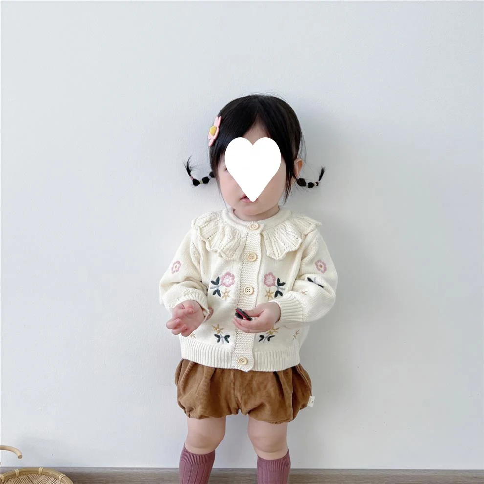 Title 8, Cardigã infantil de manga longa com gola de lót...