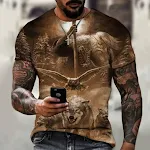 Men's Crew Neck Casual Beast 3D Digital Printing Short Sleeve T-Shirt, Comfortable, Stylish, Perfect for Everyday Wear — photo 4