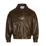 Jaqueta casaco de couro desgastado Maillard americano retrô. Estilo vintage autêntico para homens. Couro premium para um visual marcante e duradouro. — foto 12