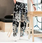 Wind Dragon Pattern Printed Plus Size Cotton And Linen Bloomers Men, comfortable, breathable, and stylish loose-fit pant — photo 11