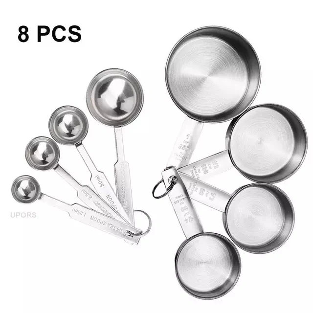 Title 3, Stainless Steel Measuring Cup and Spoon Set, Lu...