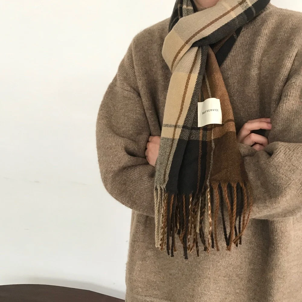 Title 1, Winter Japanese-style Retro Plaid Brushed All-m...