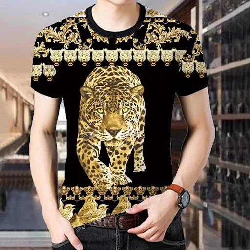 Title 4, Short-Sleeved Mens T-Shirt Chinese Style Botto...