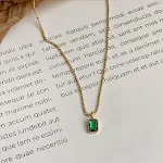 Colar esmeralda francês estilo europeu e americano, adicione um toque de sofisticação ao seu visual com este colar deslumbrante e elegante. — foto 3