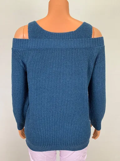 Title 2, Womens Sling Off Shoulder Knit Solid Color Cas...