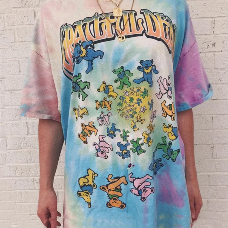 Cartoon Print Shirt Vrouwelijke Zomer Leuke Brief Dier Korte mouwen Grafische Harajuku Casual Losse T-shirt Top — foto 2