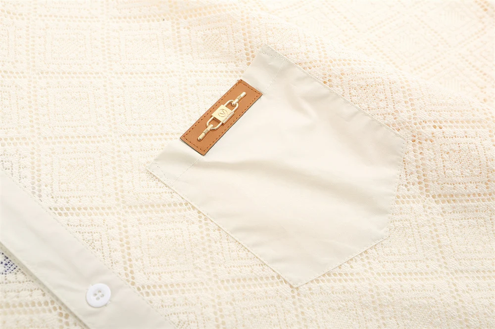 Title 5, Hollow-out Crocheted Lace Short-sleeved Shirt