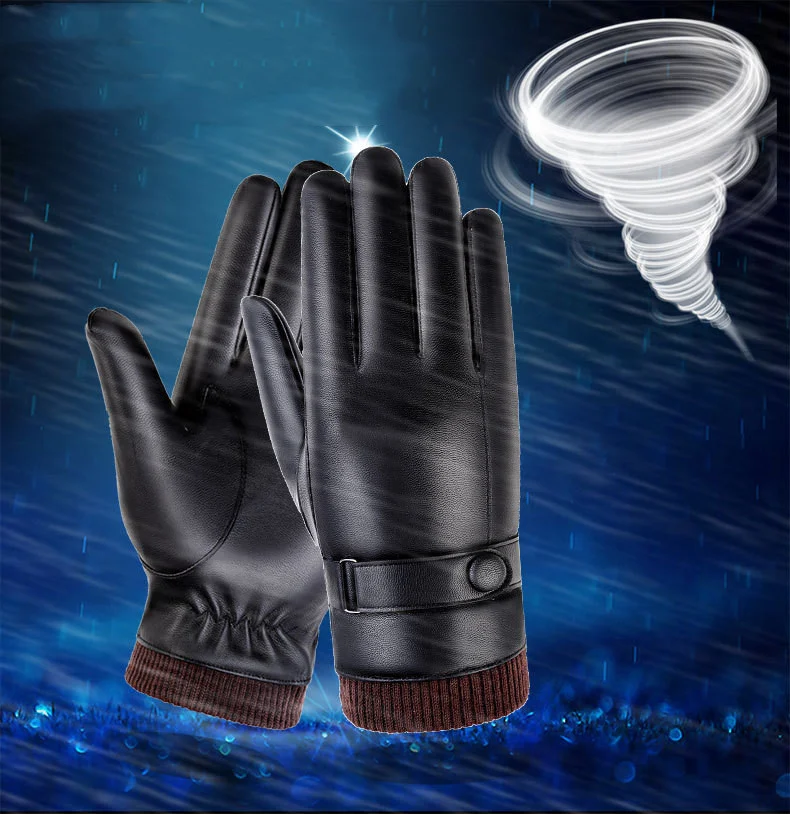 Herren Lederhandschuhe wasserdicht touchscreenfähig, warme Hände und Bedienung von Smartphones bei jedem Wetter. — foto 7