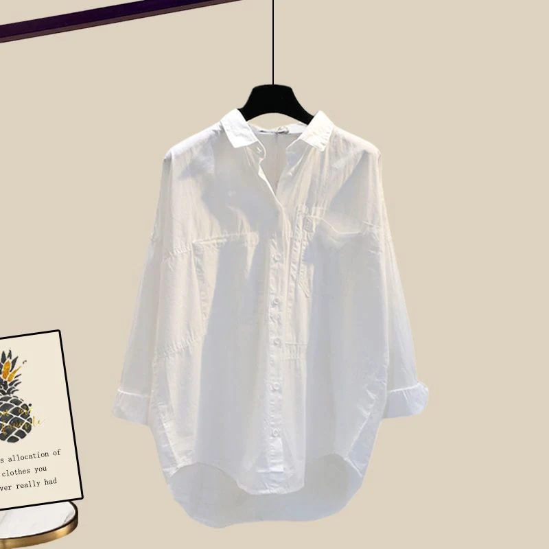Conjunto feminino de três peças, suéter de tricô, camisa e calças de perna larga, traje outono inverno, conforto e elegância — foto 3