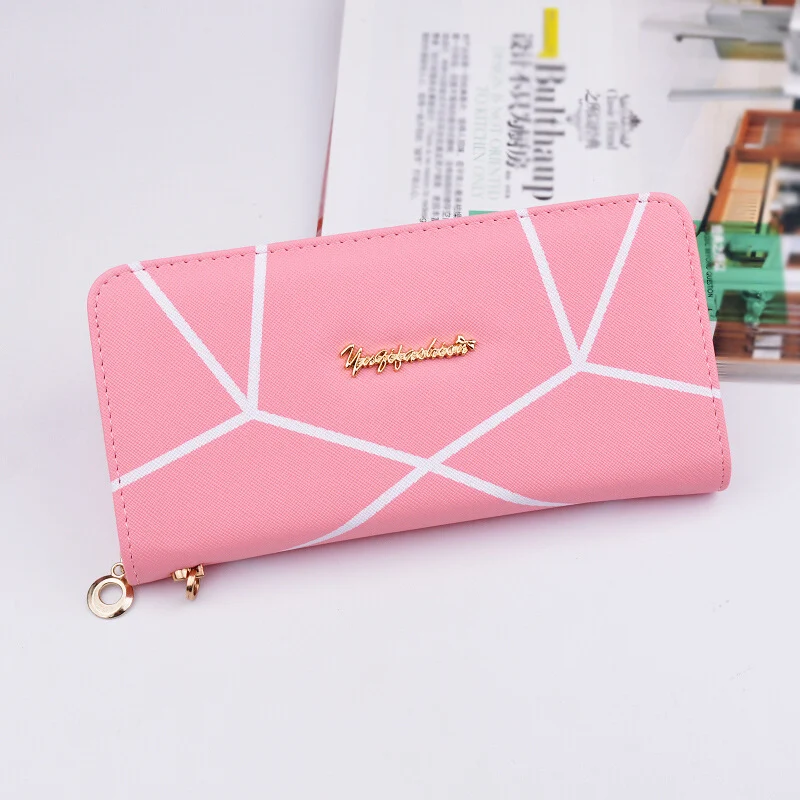 Bolsa de mão feminina longa, com zíper e padrão geométrico, grande e fashion. Carteira espaçosa e elegante para mulheres. — foto 10