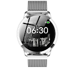 Pulseira inteligente redonda de metal, monitora saúde e atividades. Receba notificações, controle música e acompanhe o sono com conforto e estilo. — foto 2