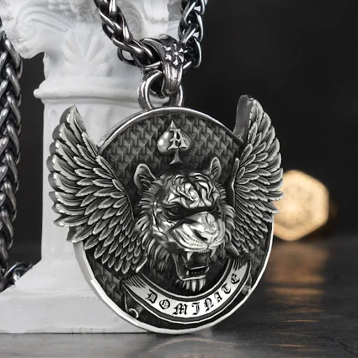 Title 2, Colar masculino com pingente de tigre voador em...