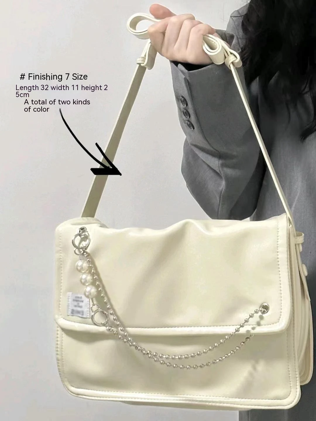 Borsa a tracolla con catena di perle per pendolari, versatile e abbinabile. Elegante e pratica per l'uso quotidiano. Il tuo accessorio perfetto. — foto 3