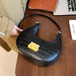Bolsa de Ombro Única Crescent Gold Edge Lock — foto 2