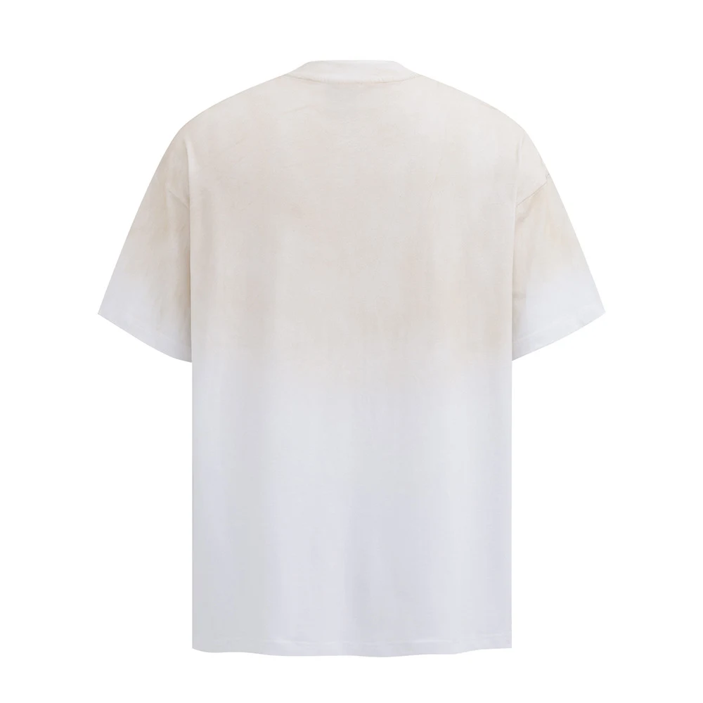 Tie-dye Gradient Short-sleeved T-shirt with American Letters. Comfortable and stylish, perfect for a casual summer look. — photo 2