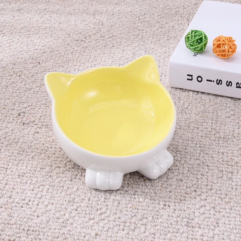 Title 2, Ceramic Cat Bowl Anti Overturn Slanted Mouth Ra...