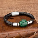 Pulseira de couro com fecho magnético em aço inoxidável para homens e mulheres, design elegante e prático. — foto 10
