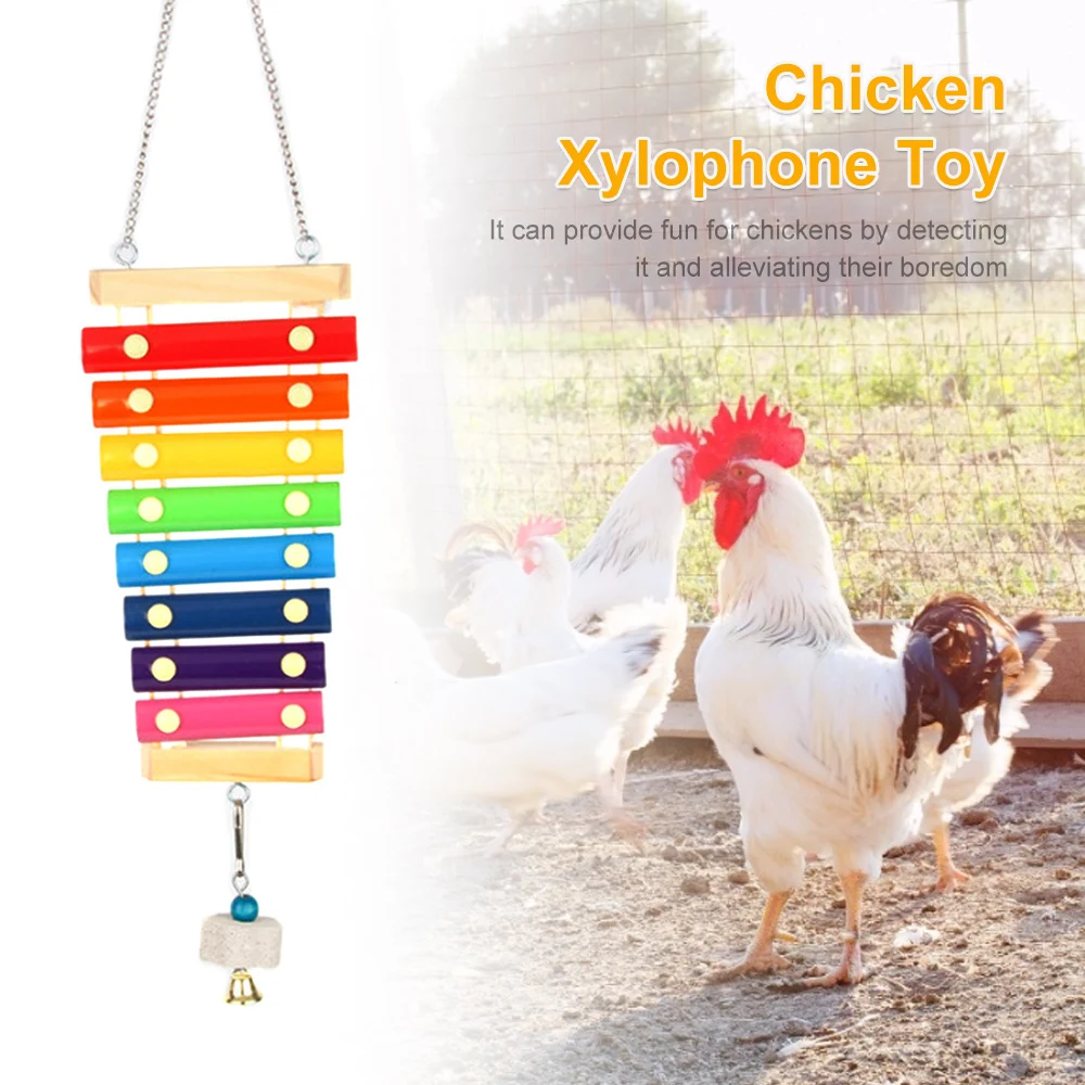 Title 2, Bird Chicken Xylophone Toy Wooden Colorful Hang...
