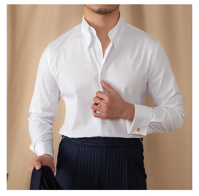 Title 10, Camisa manga longa com punho francês, corte sli...