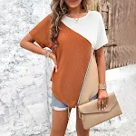 Women's Fashion Color-block Crew Neck T-shirt for Leisure, Stylish and Comfortable, Perfect for Everyday Wear and a Rela — photo 4