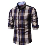 Camisa xadrez de manga longa feminina de algodão, tamanho grande, com toque arenoso, confortável e estilosa, ideal para o dia a dia. — foto 3