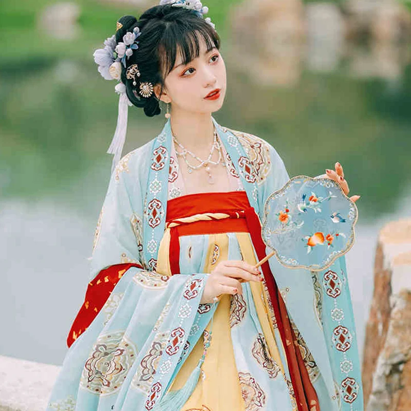 Title 6, Roupas femininas estilo chinês com saia ampla, ...