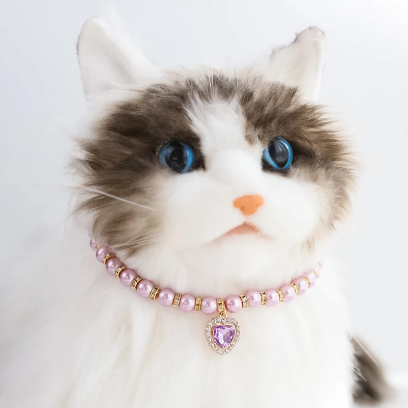 Title 2, Cat Collar Pet Pearl Necklace Pet Collar Cat an...