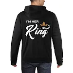 Suéter estampado com capuz para casal Her King His Queen — foto 4