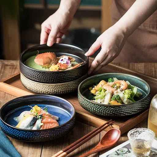 Title 6, Japanese Ceramic Round Deep Plate Dinner Plate ...