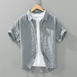 Men's Seersucker Casual Short-sleeved Shirt – Lightweight, breathable, and perfect for warm weather. Comfortable and sty — photo 16