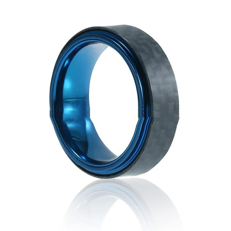 Conjunto de anéis combinados em fibra de carbono preta, design elegante e resistente. Perfeito para uso diário e eventos especiais. — foto 3