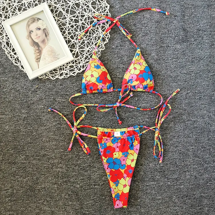 Women's New Floral Drawstring Bikini Swimsuit, offering a comfortable and stylish beach or poolside look. Enjoy summer i — photo 2