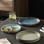 Japanese Creative Ceramic Kiln Retro Uneven Round Dish for Household Use, Perfect for Serving and Decorating with Rustic — photo 3