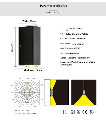 Title 5, Artistic Wall Lamp Outdoor Waterproof Beam Ligh...