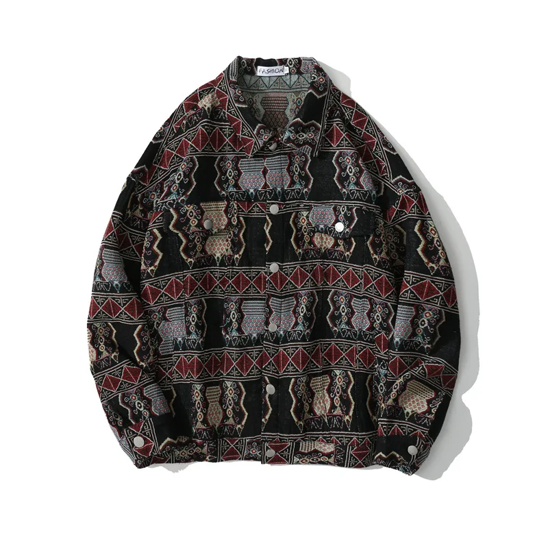 Title 3, Fall Ethnic Vintage Jacquard Lapel Jacket for w...