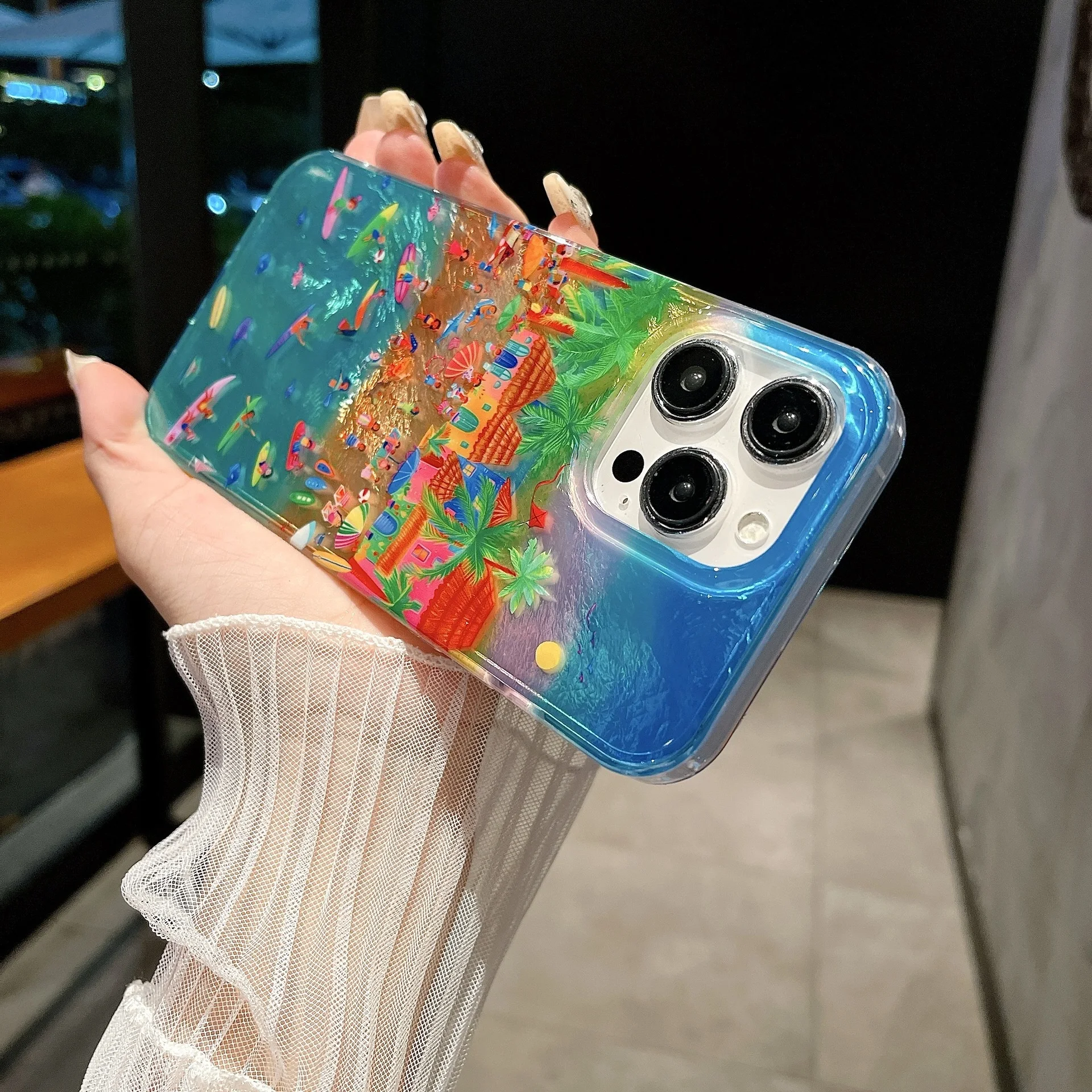 Title 6, Capinha de celular com estampa xadrez azul pint...