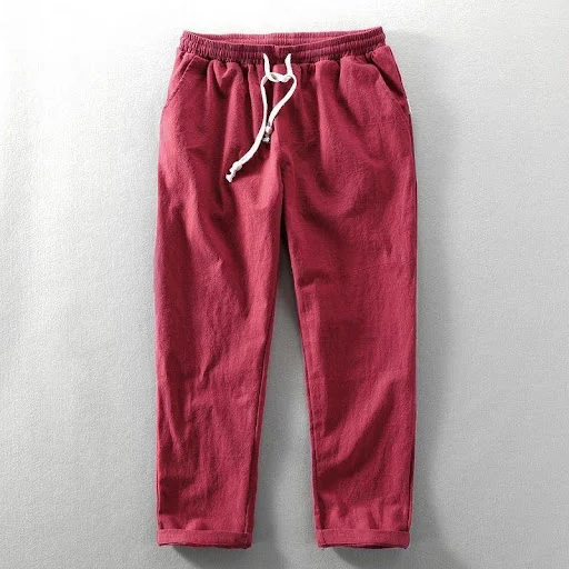 Title 6, Mens Linen Pants Casual Solid Color Thin Tethe...