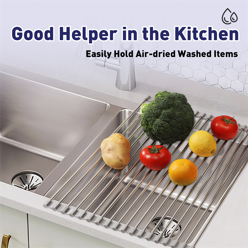 Title 6, 18L Large Silicone Drainer Rack for Kitchen Sin...