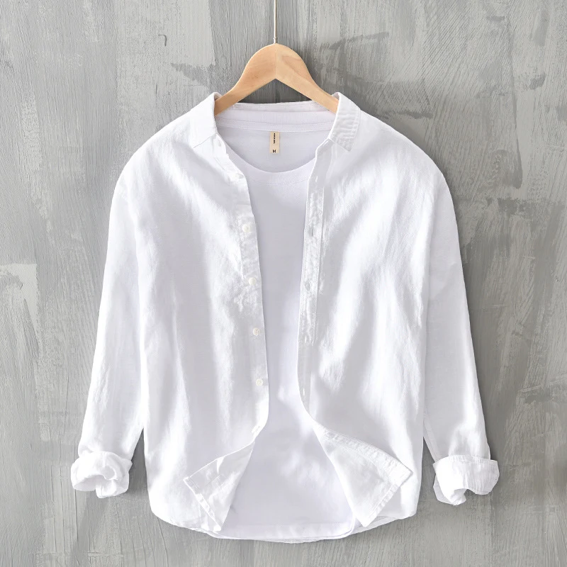 Title 3, Camisa masculina casual manga longa de algodão ...