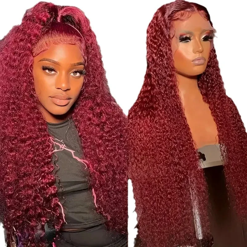 Peruca de cabelo cacheado vinho tinto elegante. Transforme seu visual com cachos deslumbrantes, fácil de usar, para um look moderno e charmoso. — foto 3
