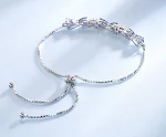 Pulseira Ajustável S925 em Prata Esterlina com Safira Azul e Corrente Box para Mulheres. Beleza e sofisticação no seu pulso. — foto 6