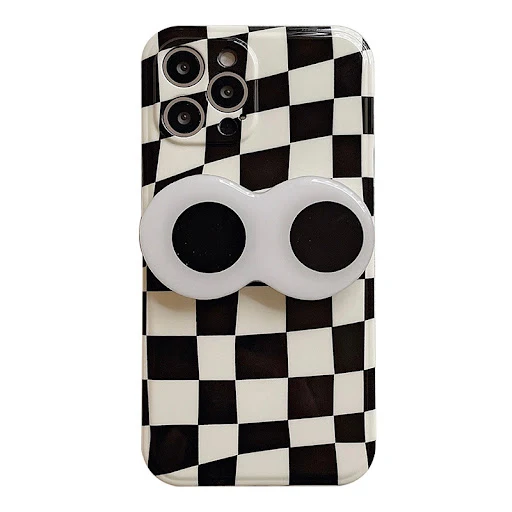 Title 2, Capa de telefone xadrez em preto e branco com s...