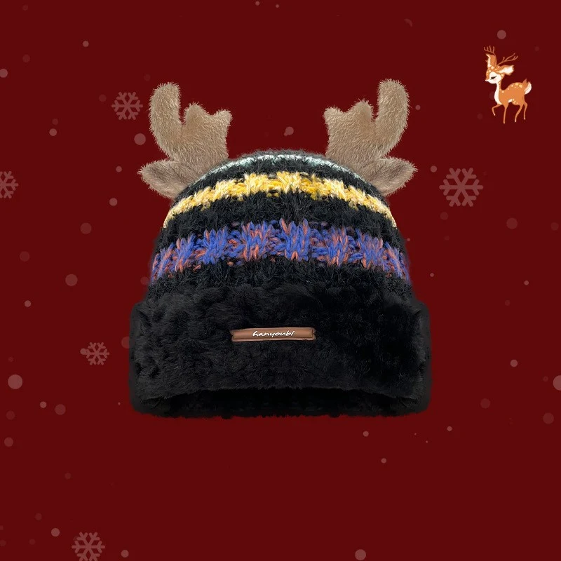 Title 6, Christmas Knitted Hat With Cute Deer Antler Win...