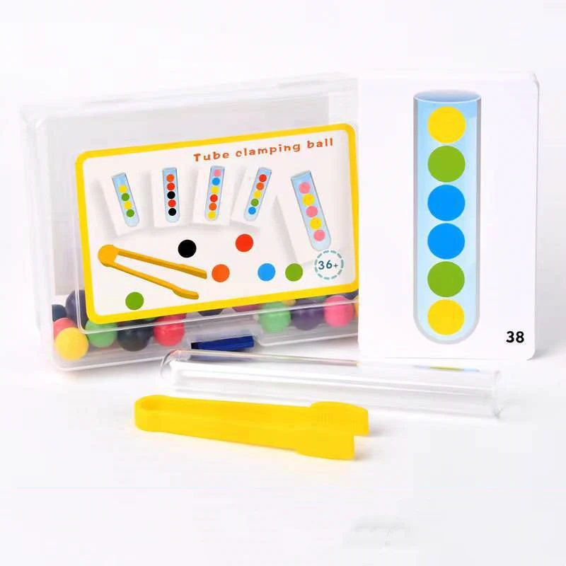 Presilha de cabelo simples infantil com contas, prendedor de tubo de ensaio e bola. Brinquedos educativos que estimulam a criatividade. — foto 4